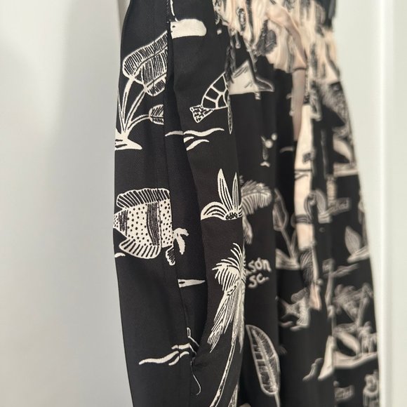 Scotch and Soda Wide Leg Pants Les Tropiques Black Cream Extra Small XS - Picture 9 of 12